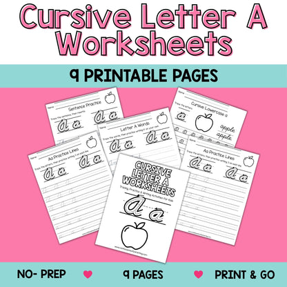 Cursive Worksheets A–Z Bundle (234 Printable Pages for Kids)