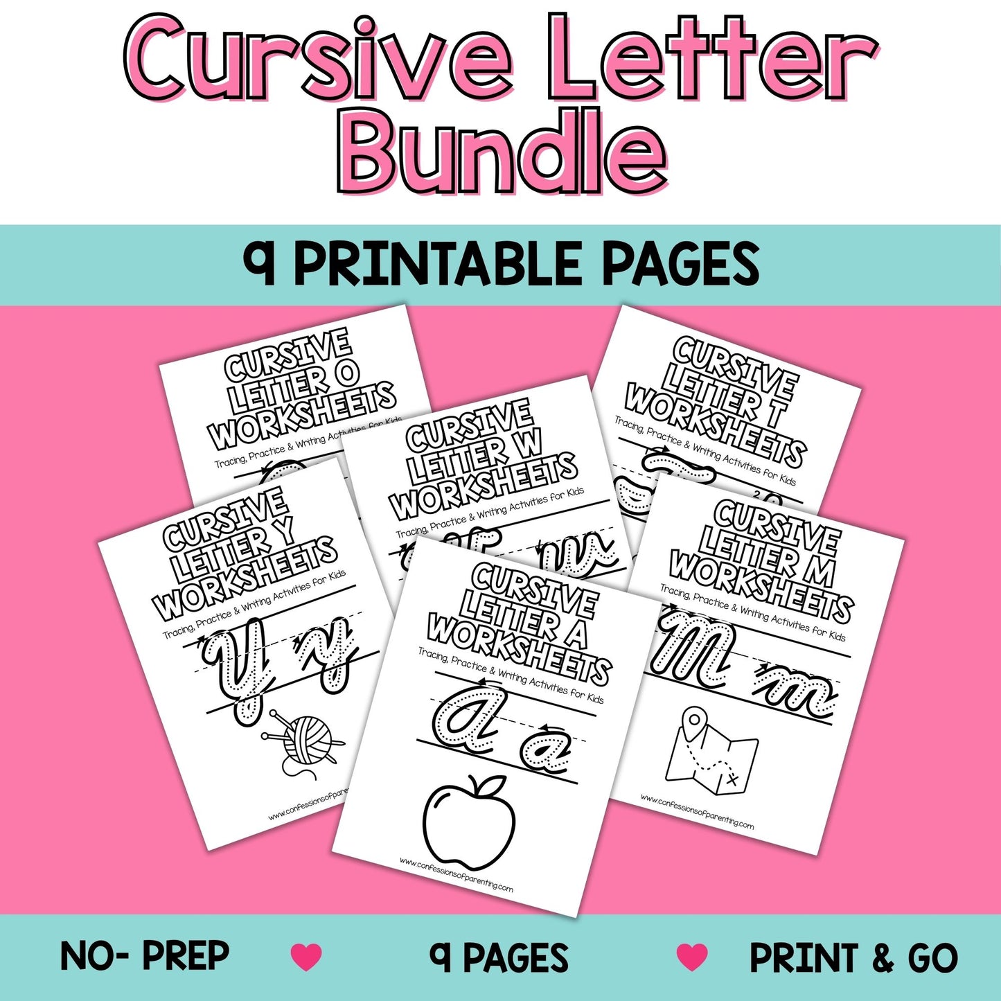 Cursive Worksheets A–Z Bundle (234 Printable Pages for Kids)