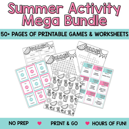 Summer Activity Mega Bundle for Kids (50+ Printable Games & Worksheets)