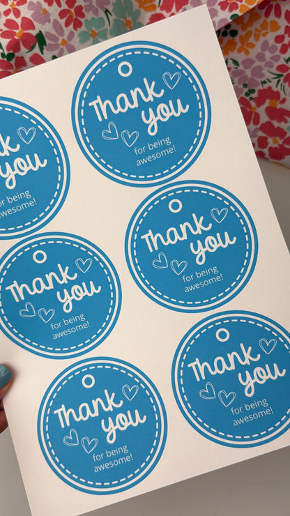 Thank You Gift Tags Printable – “Thank You for Being Awesome” Instant Download, Teacher & Small Gift Tags